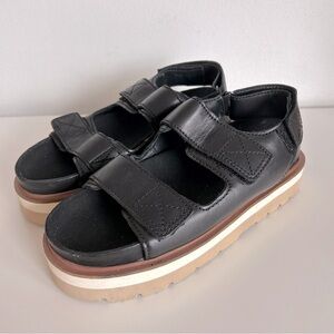 Clarks Orianna Sea Black Adjustable Leather Womens Platform Sandals Size 7